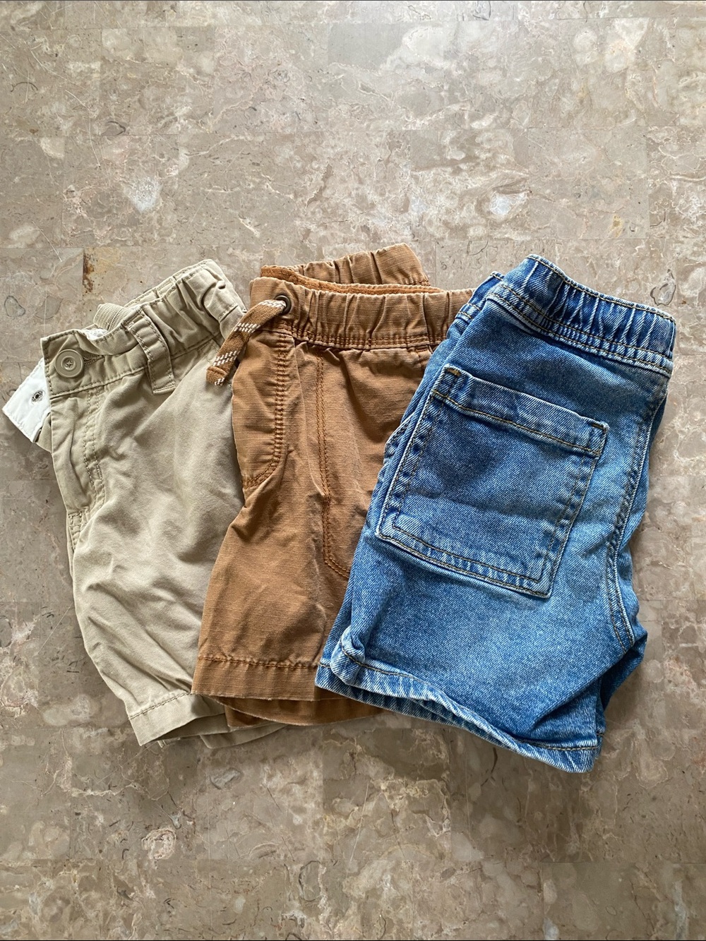 Kids Neutral & Blue Casual Shorts Set